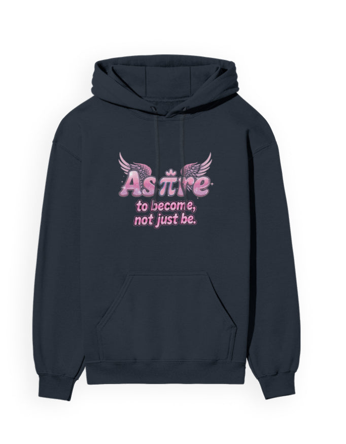 Navu Blue hoodie with pink text on a white background